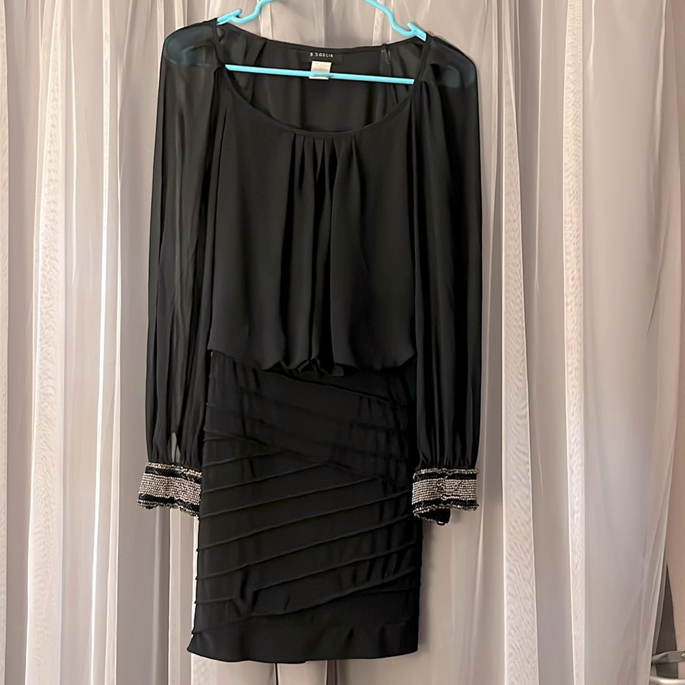 B Darlin Black Long Sleeve Juniors Dress